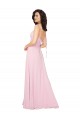 Großhandel Kaum Rosa A-Linien V-Ausschnitt Chiffon Lange Brautjungfernkleider