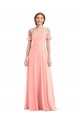 Großhandel Lachs A-Linien Off-Schulter Chiffon Lange Brautjungfernkleider