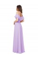 Großhandel Lila A-Linien Off-Schulter Trägerlos Chiffon Lange Brautjungfernkleider
