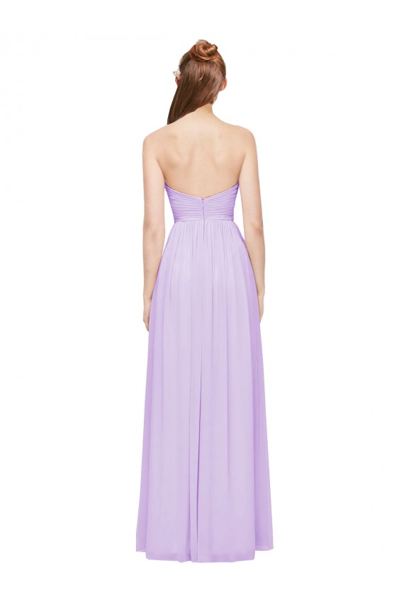 Großhandel Lila A-Linien Trägerlos Chiffon Lange Brautjungfernkleider
