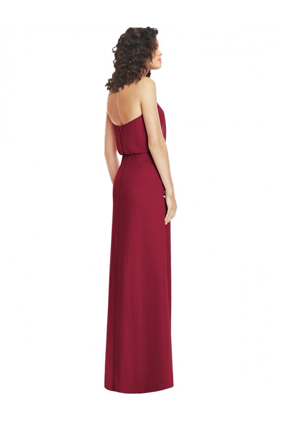 Großhandel Lila A-Linien Trägerlos Chiffon Lange Brautjungfernkleider