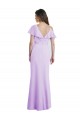 Großhandel Lila A-Linien V-Ausschnitt Chiffon Lange Brautjungfernkleider