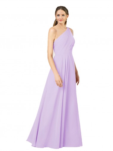 Großhandel Lila Etui Eine-Schulter Chiffon Lange Formale Brautjungfernkleider / Abendkleider