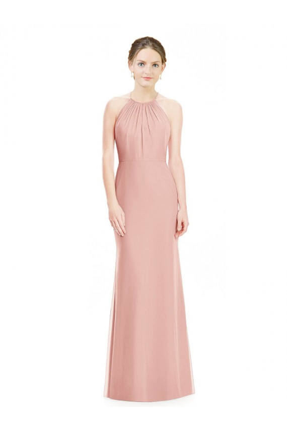 Großhandel Meerjungfrau Neckholder Chiffon Lange Brautjungfernkleider