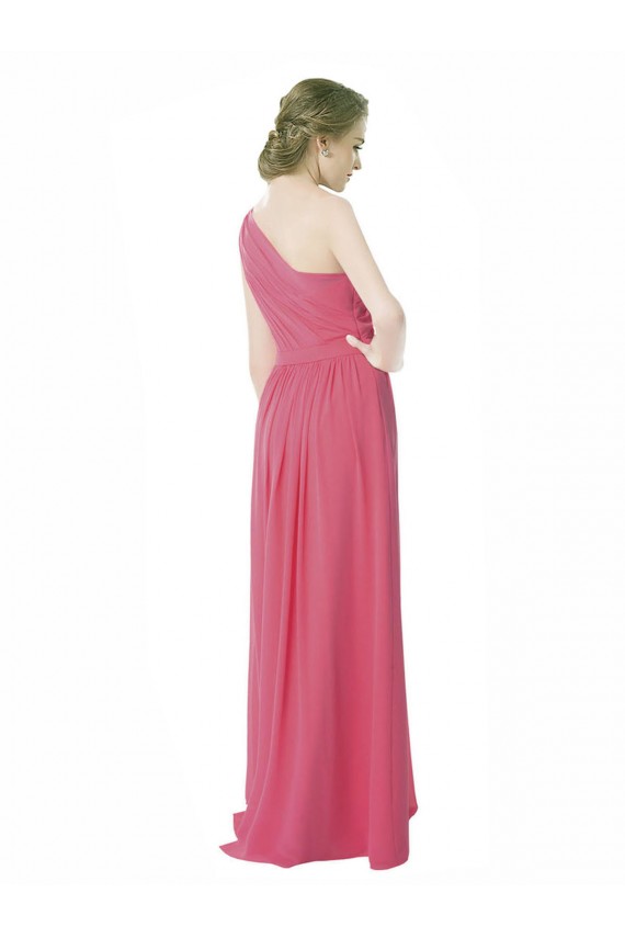 Großhandel Minzgrün A-Linien Eine-Schulter Chiffon Lange Brautjungfernkleider