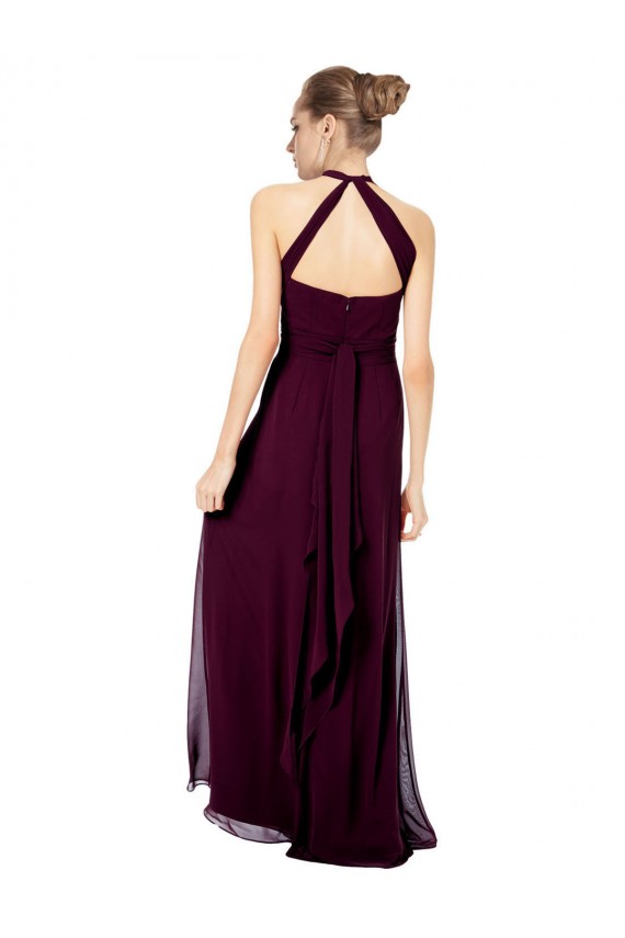 Großhandel Mitternachtsgrün A-Linien Neckholder Chiffon Lange Brautjungfernkleider