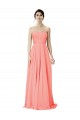 Großhandel Peach A-Linien Trägerlos Chiffon Lange Brautjungfernkleider
