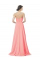 Großhandel Peach A-Linien Trägerlos Chiffon Lange Brautjungfernkleider