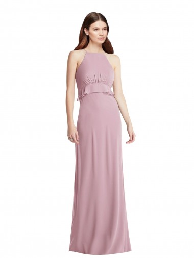 Großhandel Primel A-Linien Neckholder Chiffon Lange Brautjungfernkleider