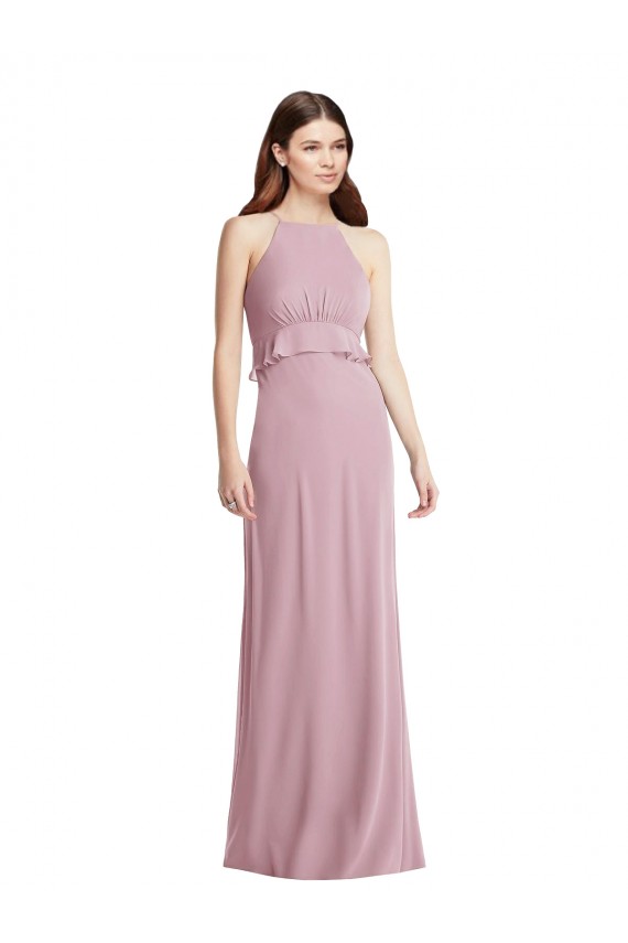 Großhandel Primel A-Linien Neckholder Chiffon Lange Brautjungfernkleider