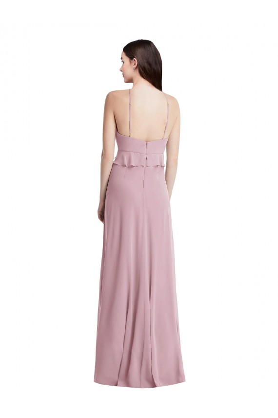 Großhandel Primel A-Linien Neckholder Chiffon Lange Brautjungfernkleider