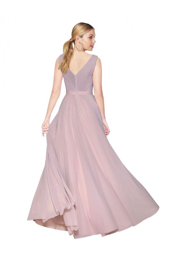 Großhandel Primel A-Linien V-Ausschnitt Chiffon Lange Formale Brautjungfernkleider / Abendkleider / Abiballkleider