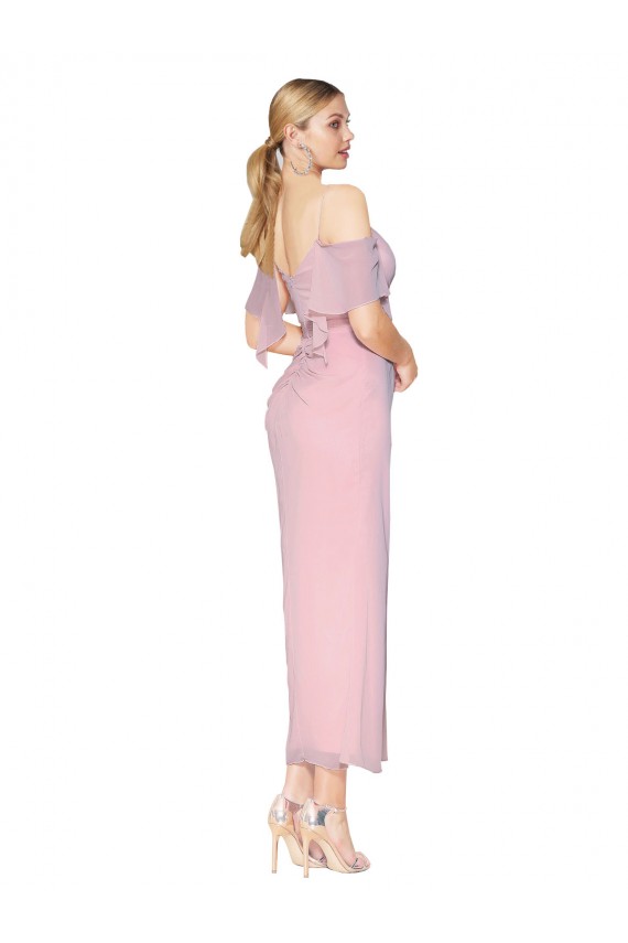 Großhandel Primel Meerjungfrau Off-Schulter Knielang Chiffon Kurze Formale Brautjungfernkleider / Abendkleider / Abiballkleider