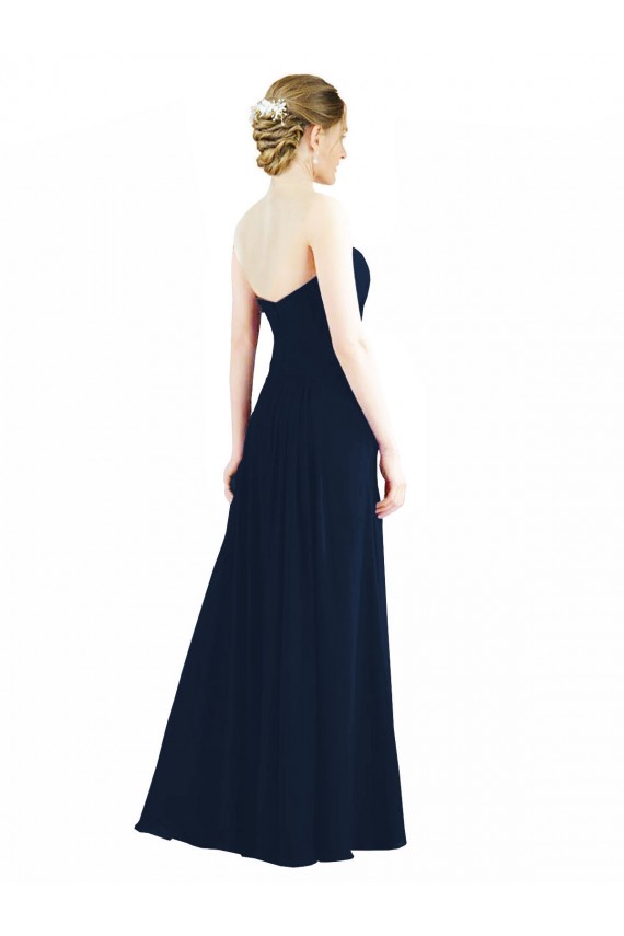 Großhandel Rauchgrün A-Linien Chiffon Lange Brautjungfernkleider