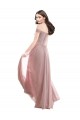 Großhandel Rosa 147 A-Linien Off-Schulter Chiffon Spitze Lange Brautjungfernkleider