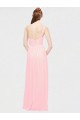Großhandel Rosa A-Linien Eine-Schulter Chiffon Lange Brautjungfernkleider