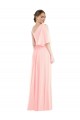 Großhandel Rosa A-Linien Eine-Schulter Chiffon Lange Brautjungfernkleider