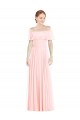 Großhandel Rosa A-Linien Off-Schulter Quadrat Ausschnitt Chiffon Lange Brautjungfernkleider