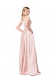 Großhandel Rosa A-Linien Off-Schulter Satin Lange Formale Brautjungfernkleider / Abendkleider / Abiballkleider