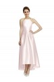Großhandel Rosa A-Linien Spaghetti-Träger Neckholder Satin Lange Brautjungfernkleider