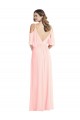 Großhandel Rosa A-Linien V-Ausschnitt Chiffon Lange Brautjungfernkleider