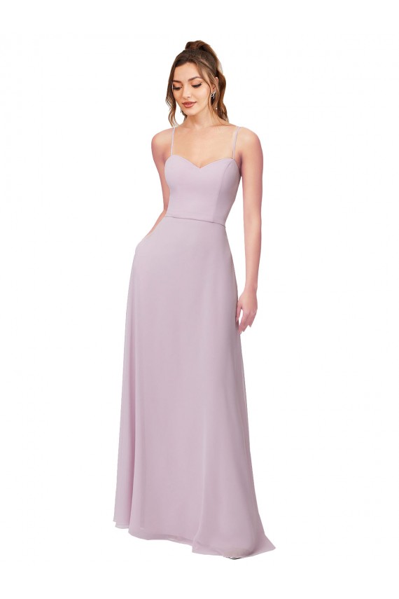 Großhandel Rosa Leuchten A-Linien Chiffon Lange Brautjungfernkleider