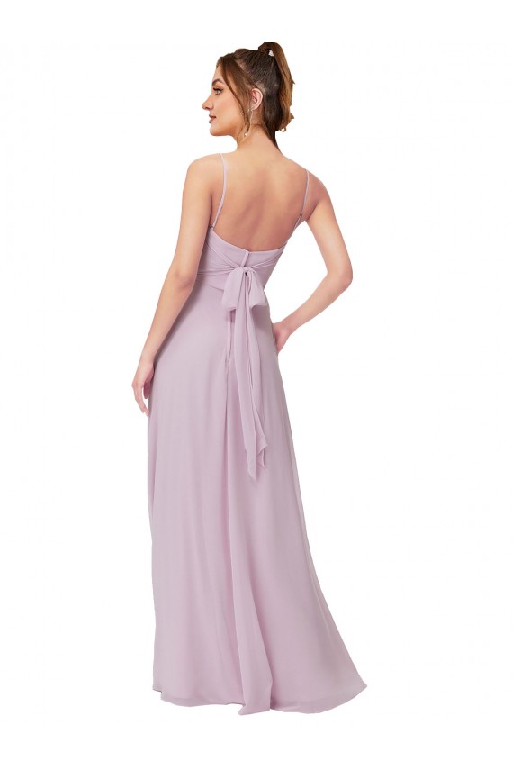 Großhandel Rosa Leuchten A-Linien Chiffon Lange Brautjungfernkleider