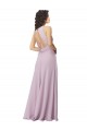 Großhandel Rosa Leuchten A-Linien Neckholder Stehkragen Ausschnitt Chiffon Lange Brautjungfernkleider