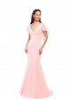 Großhandel Rosa Meerjungfrau V-Ausschnitt Chiffon Lange Brautjungfernkleider