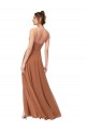 Großhandel Rosenholz A-Linien Haube Ausschnitt Chiffon Lange Brautjungfernkleider