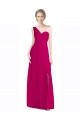 Großhandel Rot 16 A-Linien Eine-Schulter Chiffon Lange Brautjungfernkleider