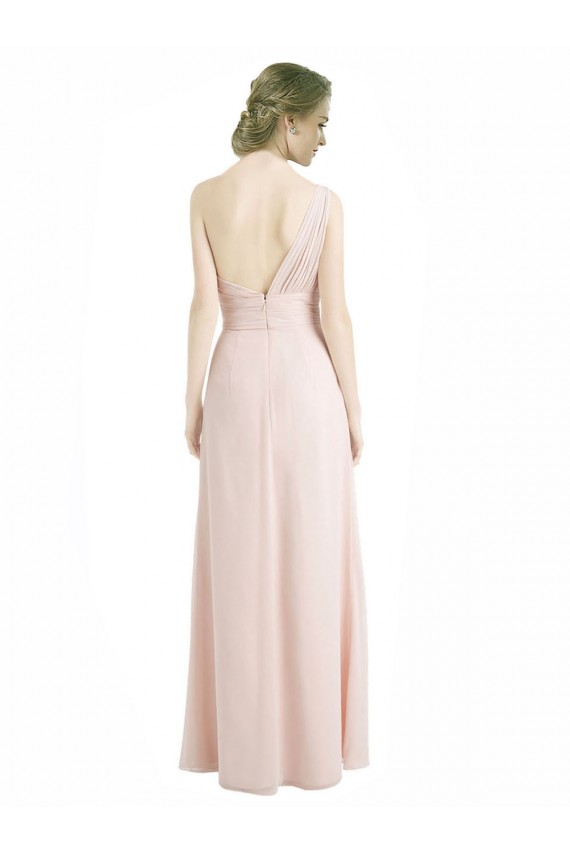 Großhandel Rot 16 A-Linien Eine-Schulter Chiffon Lange Brautjungfernkleider