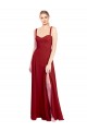 Großhandel Rot A-Linien Chiffon Lange Brautjungfernkleider