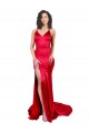 Großhandel Rot Meerjungfrau Stretch-Satin Lange Formale Brautjungfernkleider / Abendkleider / Abiballkleider