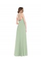 Großhandel Salbeigrün A-Linien Scoop Chiffon Lange Brautjungfernkleider