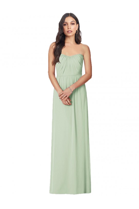 Großhandel Salbeigrün Trompete Trägerlos Chiffon Lange Brautjungfernkleider