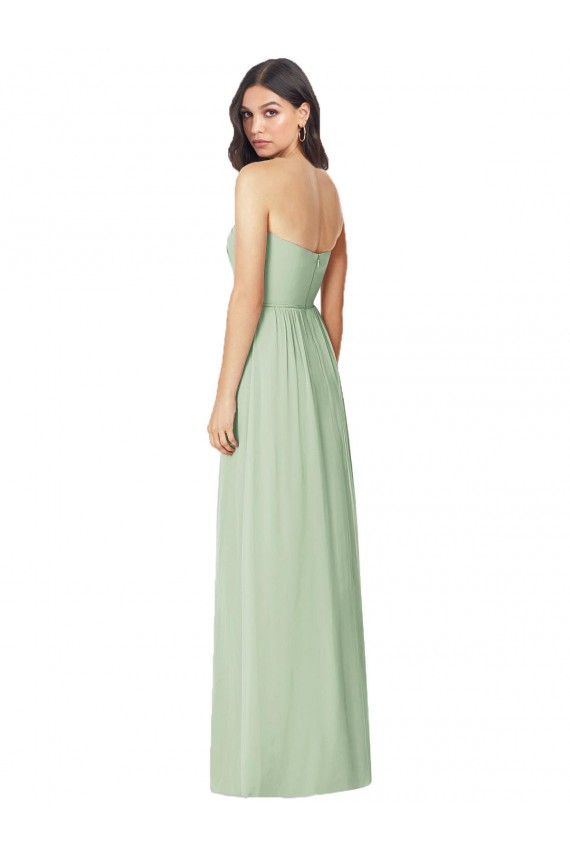 Großhandel Salbeigrün Trompete Trägerlos Chiffon Lange Brautjungfernkleider