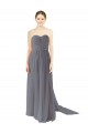 Großhandel Schiefergrau A-Linien Chiffon Lange Brautjungfernkleider