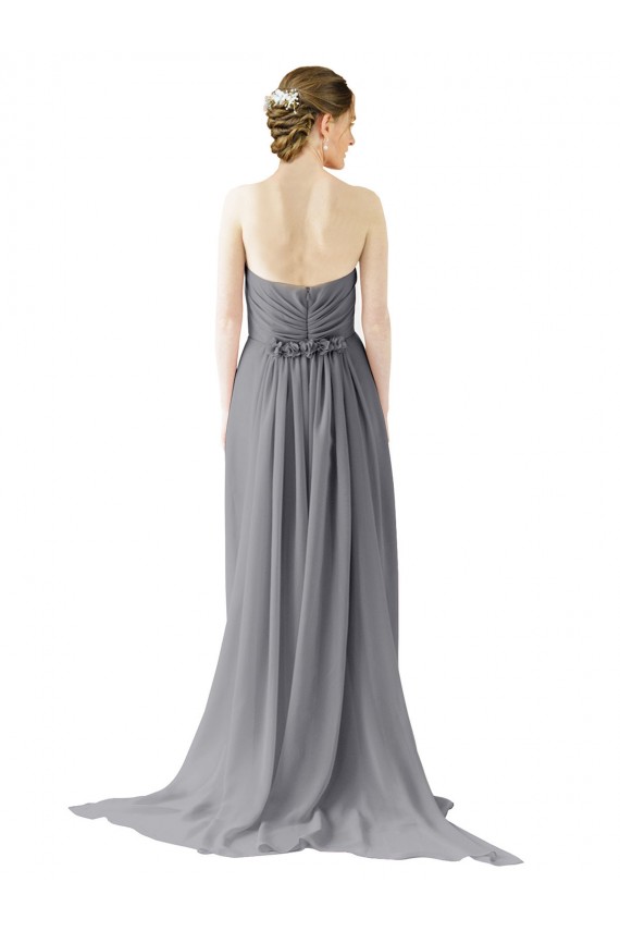Großhandel Schiefergrau A-Linien Chiffon Lange Brautjungfernkleider