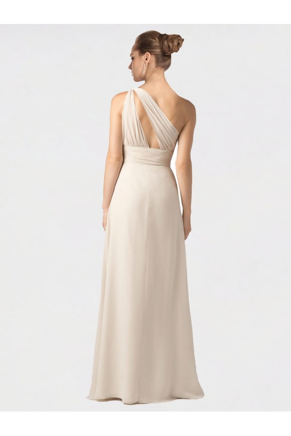 Großhandel Schwarz A-Linien Eine-Schulter Chiffon Lange Brautjungfernkleider