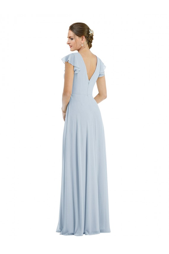 Großhandel Seeglas A-Linien Chiffon Lange Formale Brautjungfernkleider / Abendkleider