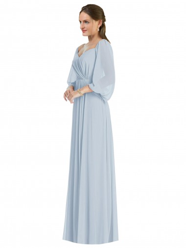 Großhandel Seeglas A-Linien Off-Schulter Chiffon Lange Formale Brautjungfernkleider / Abendkleider