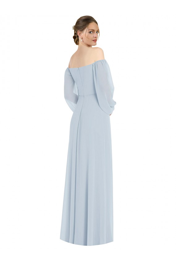 Großhandel Seeglas A-Linien Off-Schulter Chiffon Lange Formale Brautjungfernkleider / Abendkleider