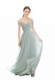Großhandel Seeglas A-Linien Off-Schulter Chiffon Spitze Lange Brautjungfernkleider