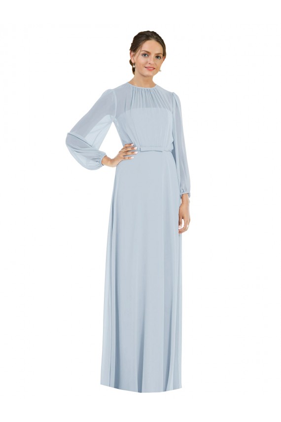 Großhandel Seeglas A-Linien Trägerlos Chiffon Lange Formale Brautjungfernkleider / Abendkleider