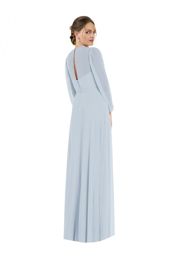 Großhandel Seeglas A-Linien Trägerlos Chiffon Lange Formale Brautjungfernkleider / Abendkleider