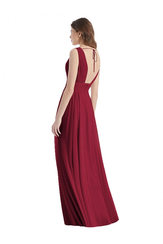 Großhandel Seeglas A-Linien V-Ausschnitt Chiffon Lange Brautjungfernkleider