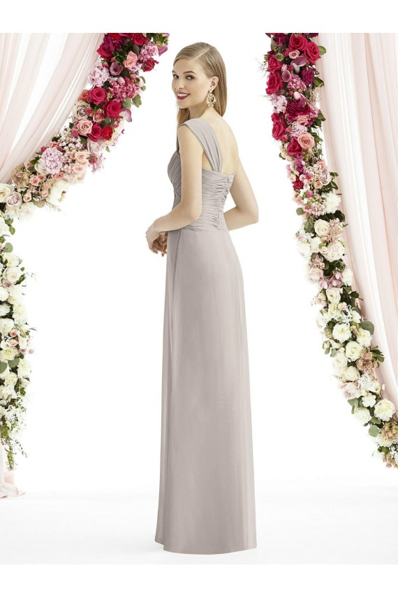 Großhandel Silber A-Linien Chiffon Lange Brautjungfernkleider