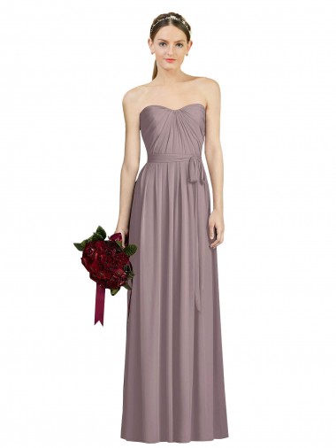 Großhandel Staubige Rose A-Linien Chiffon Lange Brautjungfernkleider