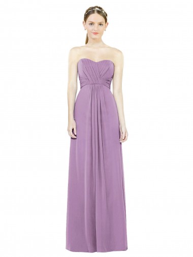 Großhandel Staubiger Lavendel A-Linien Chiffon Lange Brautjungfernkleider